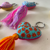 Tassel Keychain Embroidered Love Heart - Mexico