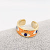 White Enamel Gold-Plated Evil Eye Ring