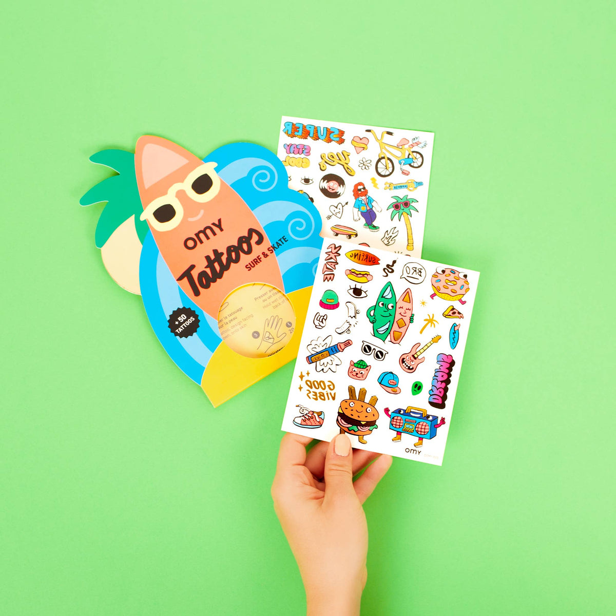 Kids temporary Tattoos - Surf & skate