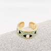 White Enamel Gold-Plated Evil Eye Ring
