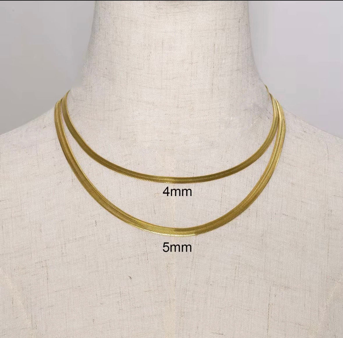Herringbone Choker 18K Gold Plated Stainless Steel Necklace Snake