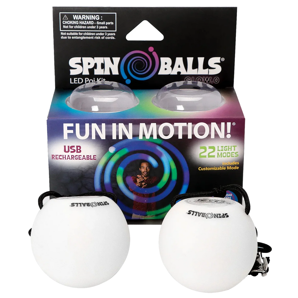 Spinballs Glow. 0 LED Rechargeable Poi Set