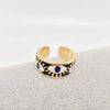 White Enamel Gold-Plated Evil Eye Ring