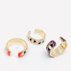 White Enamel Gold-Plated Evil Eye Ring