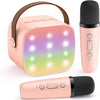 Mini Karaoke Machine for Kids Adults, Bluetooth Speaker with 2 Wireless Microphones