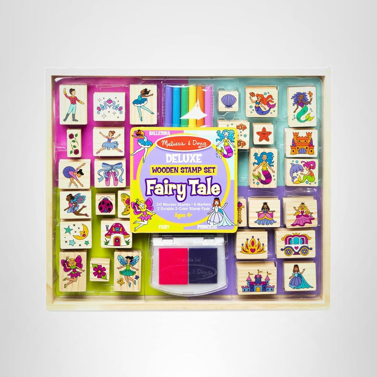 Deluxe Wooden Stamp and Coloring Set - Fairy Tale - Melissa & Doug