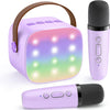 Mini Karaoke Machine for Kids Adults, Bluetooth Speaker with 2 Wireless Microphones